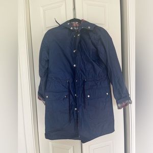 American Apparel Navy Rain Coat Women’s XXS/XS Plaid Lining